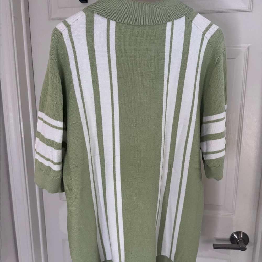 Truth Olive and White Striped S/S Polo Sweater, XL - Picture 4 of 4